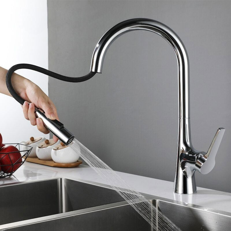 A Gooseneck Kitchen Faucet in a Chrome Finish Image