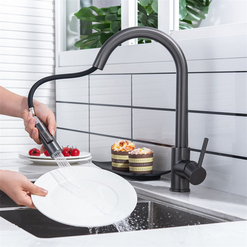A Kitchen Faucet with a Pull-Down Sprayer Image