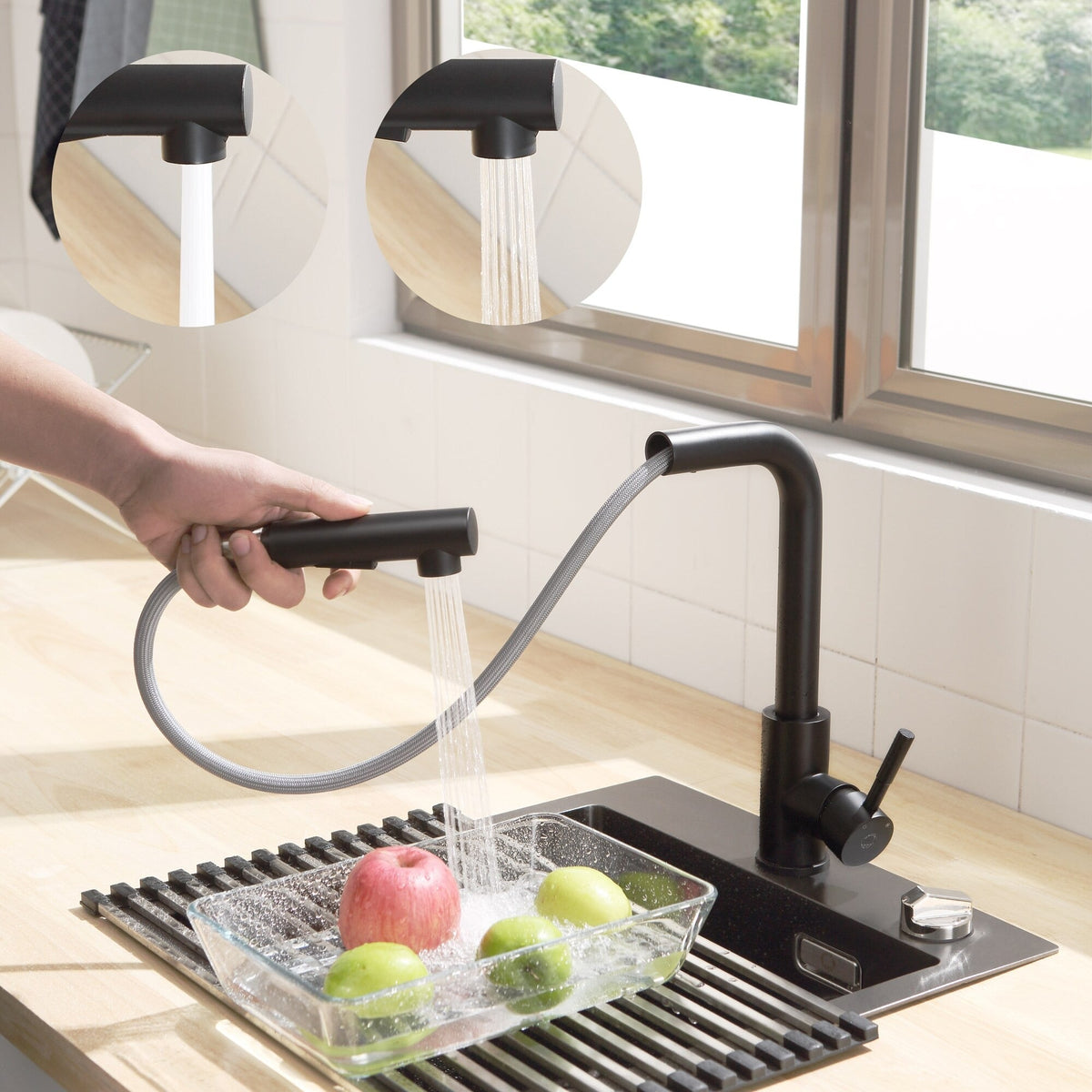 A Kitchen Faucet with a Pull-Down Sprayer Image