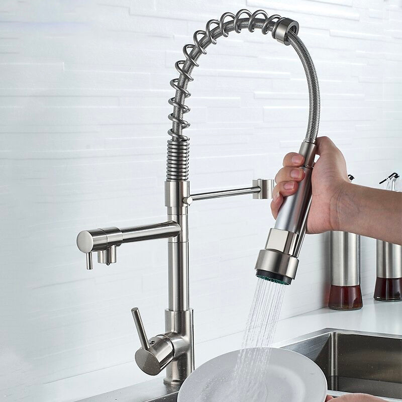 A Kitchen Faucet with a Sprayer Image