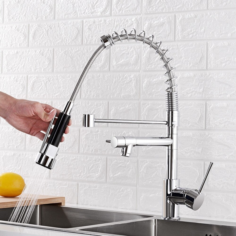 A Kitchen Faucet with a Sprayer Image
