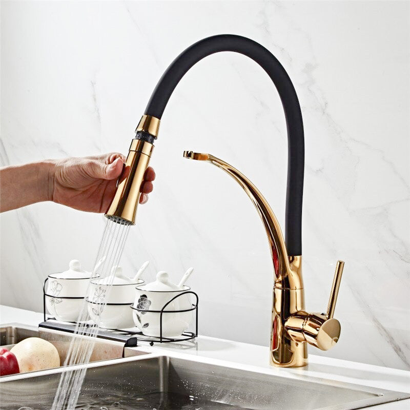 A Kitchen Faucet with a Sprayer Image