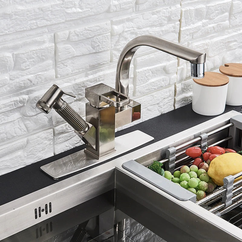A Modern Stainless Steel Kitchen Faucet Image
