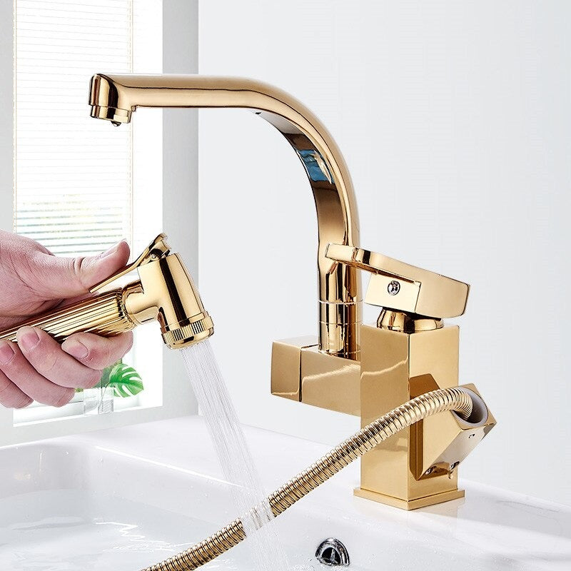 A Kitchen Faucet with a Pull-Down Sprayer Image