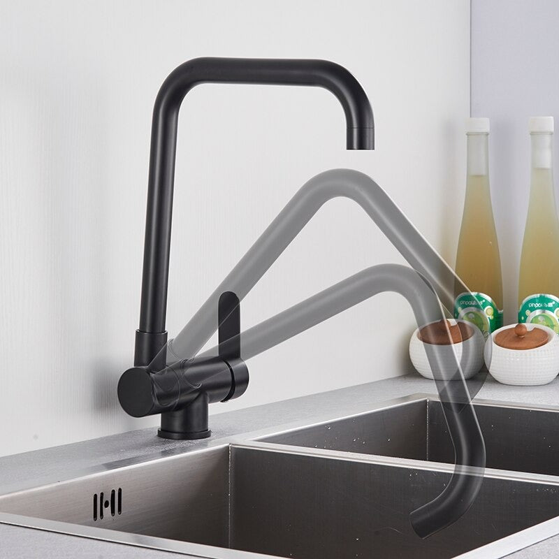A Foldable Black Sink Faucet Image
