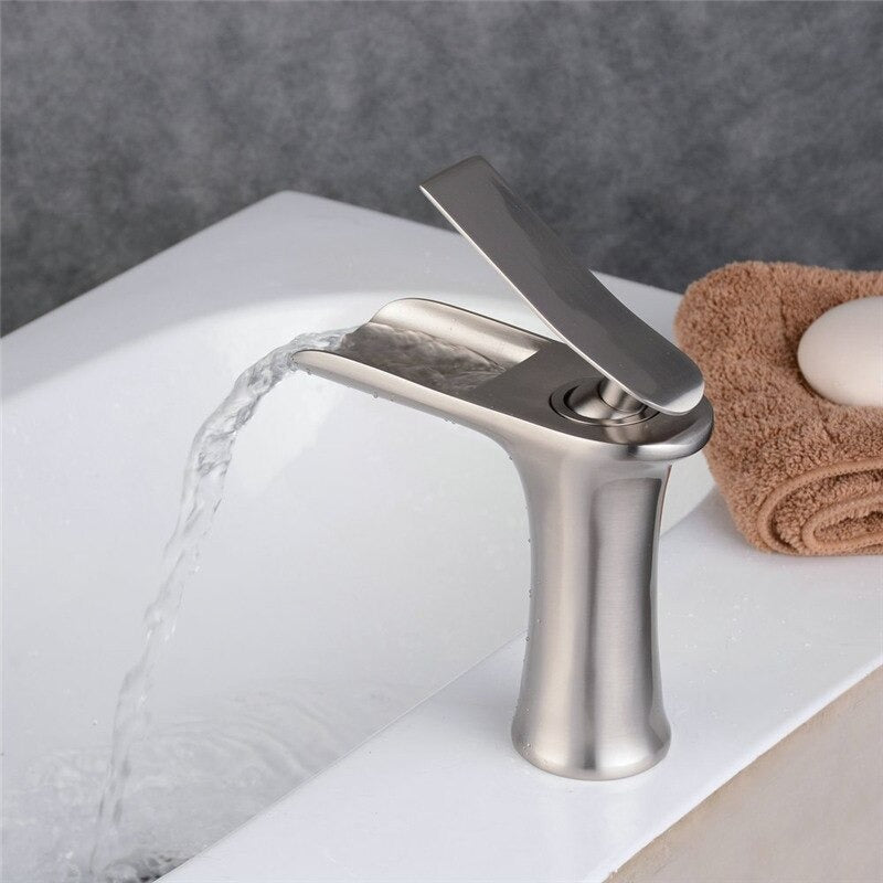 A Brushed Steel Waterfall Faucet Image