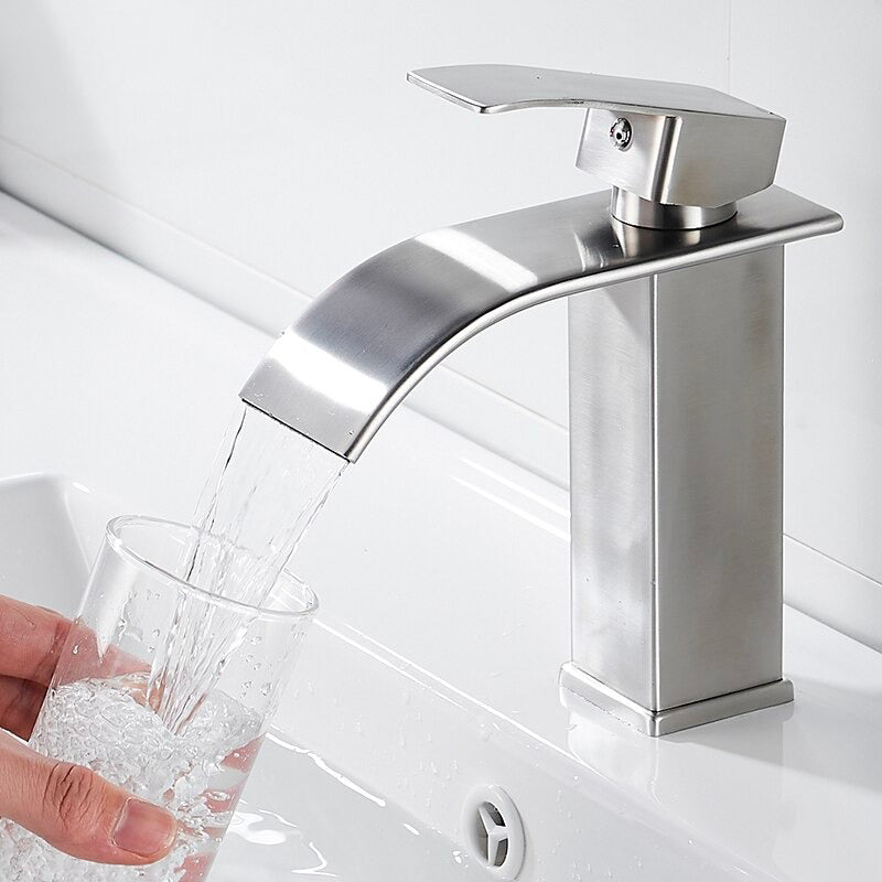 A Brushed Steel Waterfall Faucet Image