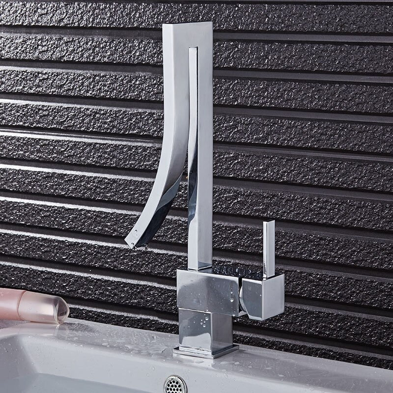 A Chrome Bathroom Sink Faucet Image