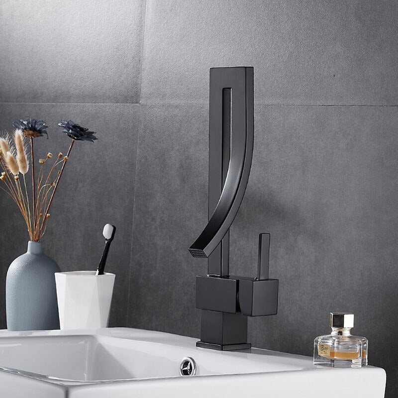 A Black Bathroom Sink Faucet Image