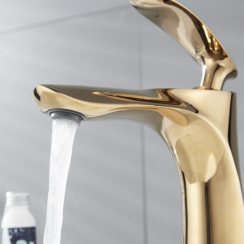 A Gold Bathroom Sink Faucet Image