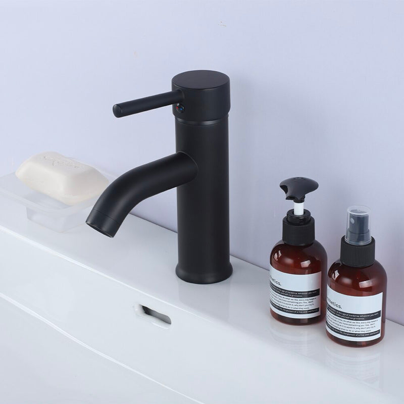 A Matte Black Bathroom Sink Faucet Image