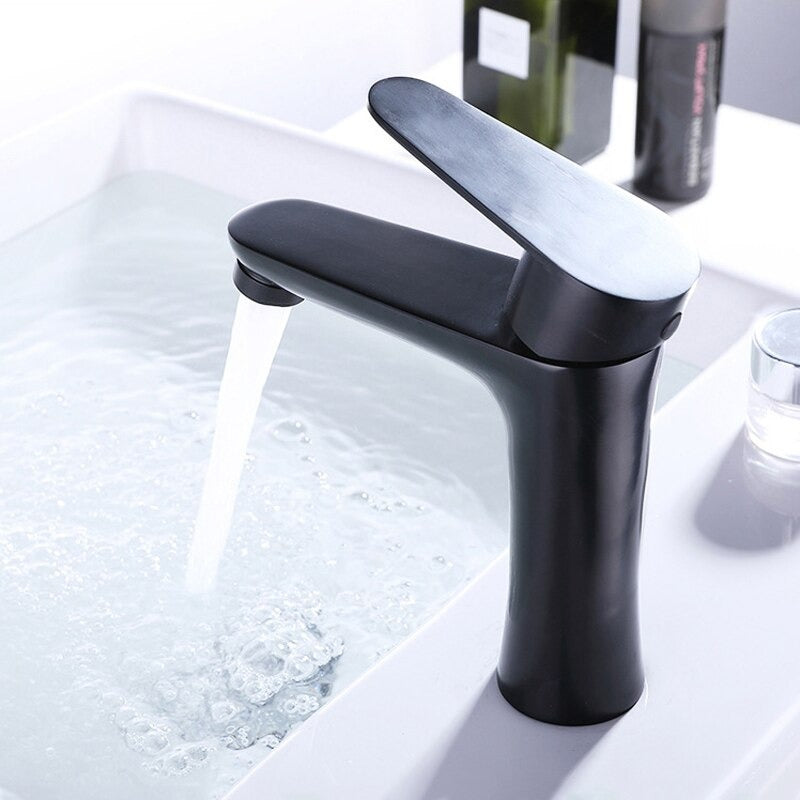 A Matte Black Bathroom Sink Faucet Image