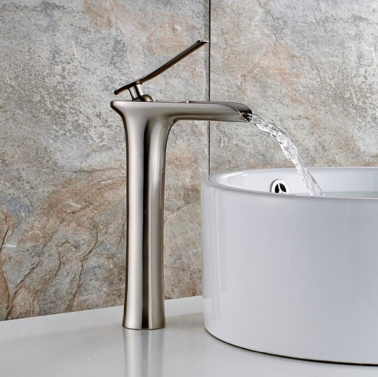 A Brushed Steel Waterfall Faucet Image