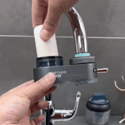 Modern Dual Spray Faucet Filter with Clear Housing Image