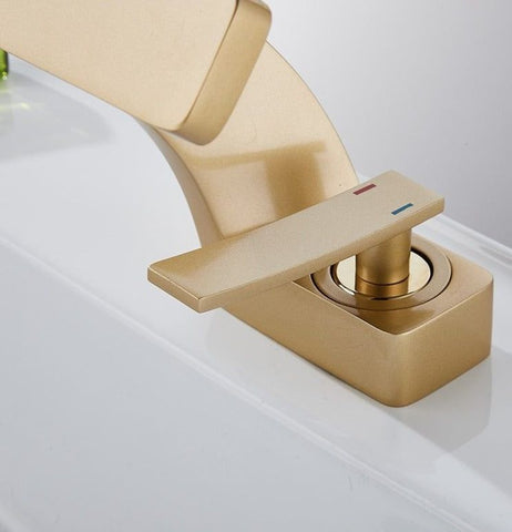 Modern Matte Black High Heel Waterfall Faucet Image