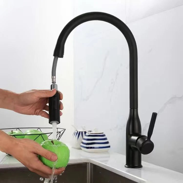 Modern Gunmetal Gray High-Arc Pull-Down Kitchen Faucet Image