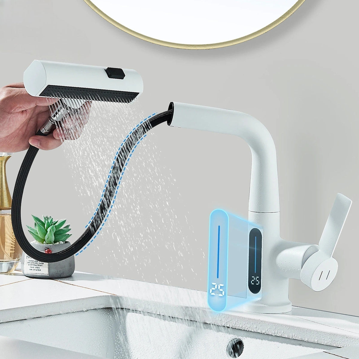 Modern Gunmetal Kitchen Faucet with Digital Temp Image
