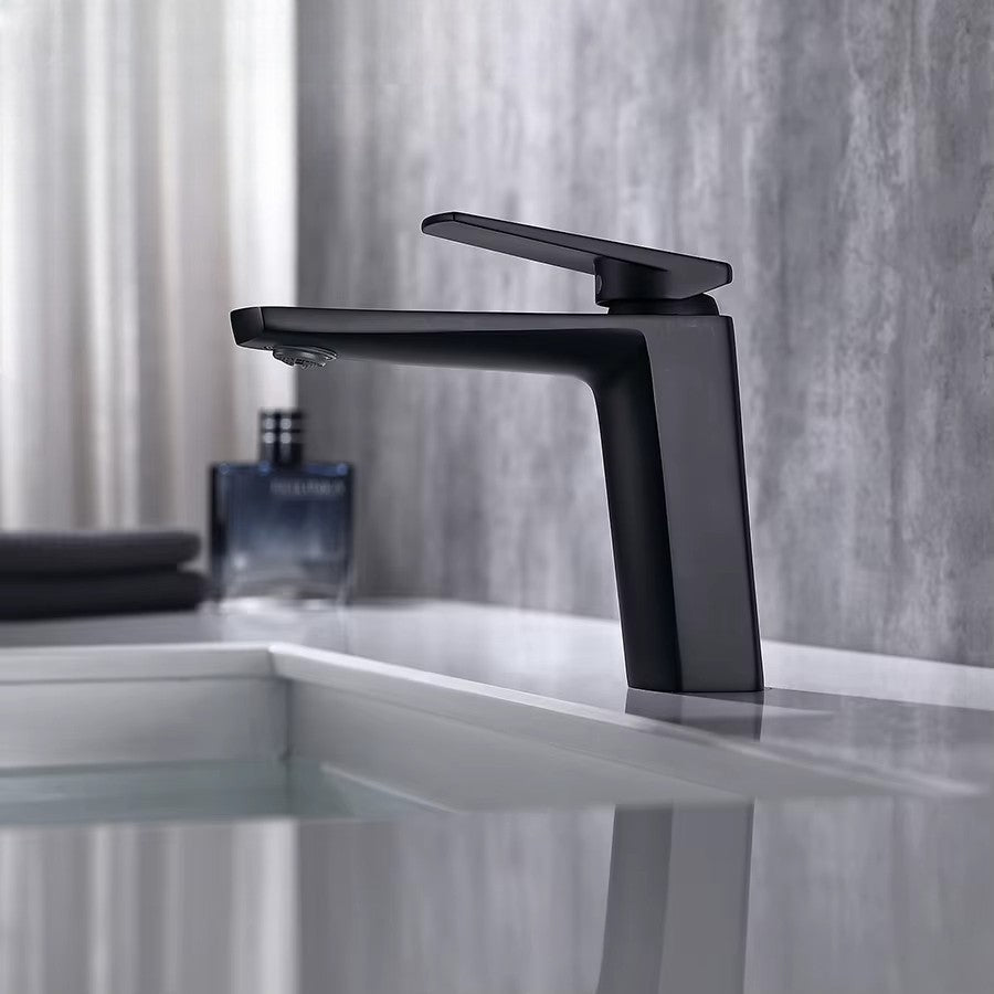 Modern Brushed Gold Single-Handle Bathroom Faucet Image
