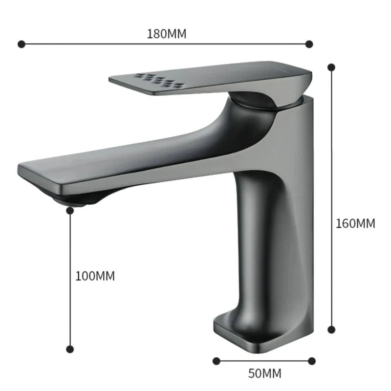 Modern Single Handle Basin Faucet in Brushed Gunmetal Image