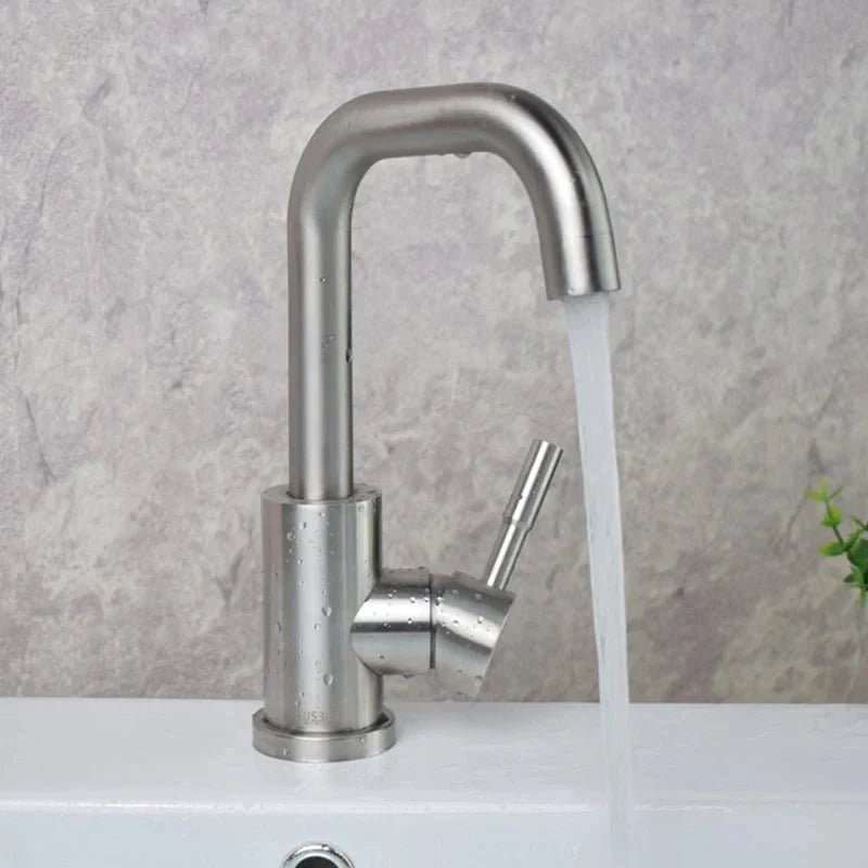 Brushed Stainless Steel Gooseneck Sink Faucet Image