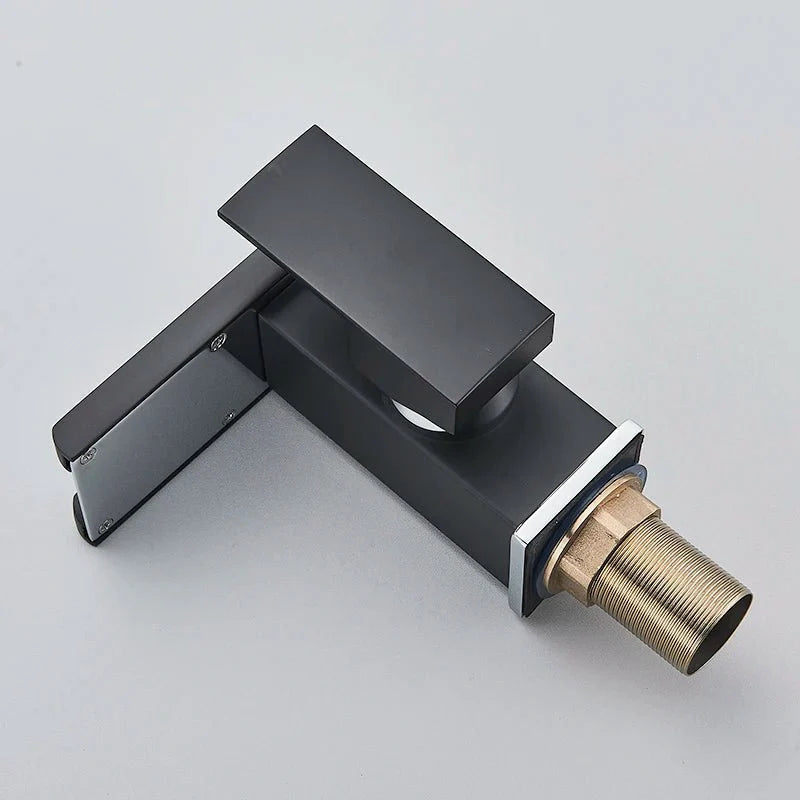 Modern Matte Black Waterfall Basin Faucet with Blue LED Image