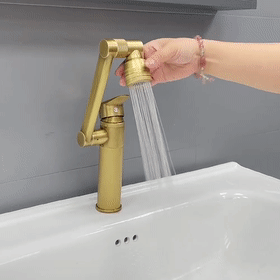 Modern Matte Black Basin Faucet with Articulated Spout Image
