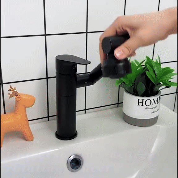 Modern Matte Black Basin Faucet with Articulated Spout Image