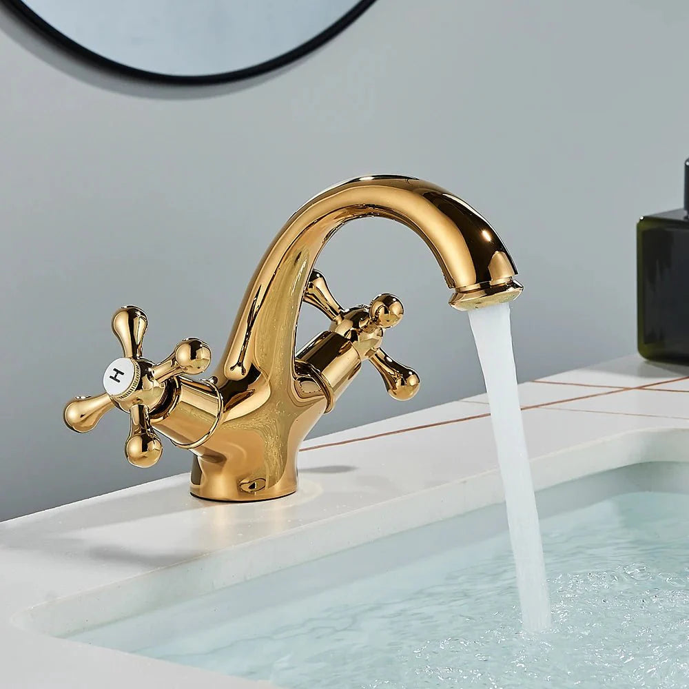 Vintage Chrome Dual Cross-Handle Faucet Image