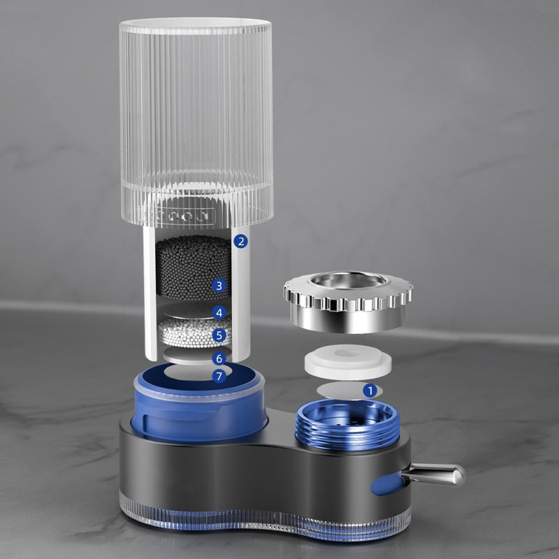 Modern Dual Spray Faucet Filter with Clear Housing