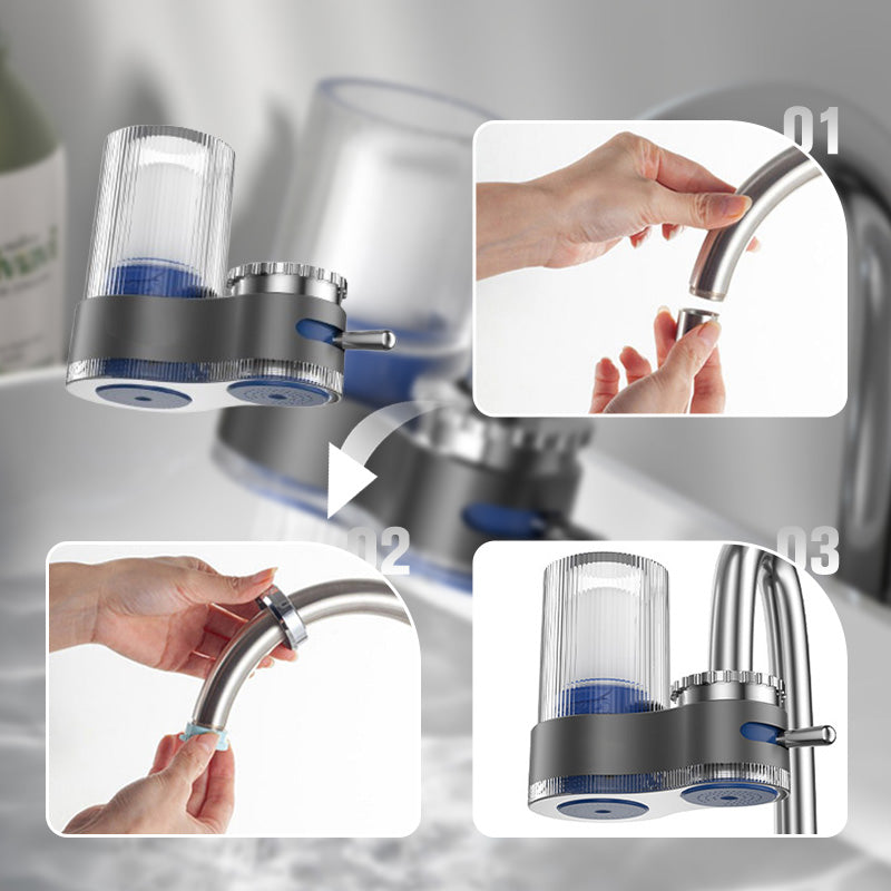 Modern Dual Spray Faucet Filter with Clear Housing